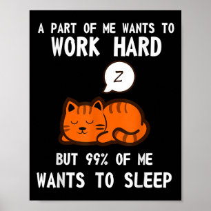 Lazy Cat Slapen Vermoeid Werk Motivatie Poster