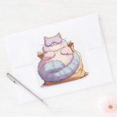Lazy Cat Snack Nap Vierkante Sticker (Envelop)