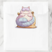 Lazy Cat Snack Nap Vierkante Sticker (Tas)