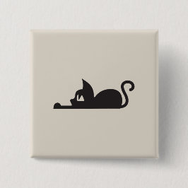 Lazy Cat Vierkante Button 5,1 Cm