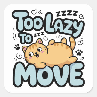 Lazy Cat Vierkante Sticker