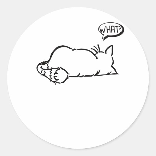 Lazy Cat - Wat? - Katten Ronde Sticker (Voorkant)