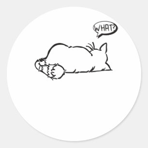 Lazy Cat - Wat? - Katten Ronde Sticker