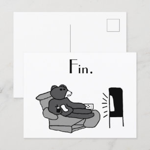 Lazy Dad Beer Cartoon met "Fin", Noir Film Joke Briefkaart