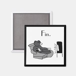 Lazy Dad Beer Cartoon met "Fin", Noir Film Joke Magneet