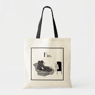 Lazy Dad Beer Cartoon met "Fin", Noir Film Joke Tote Bag