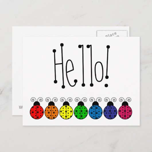 Lazy Daisy Ladybug Briefkaart (Voorkant / Achterkant)