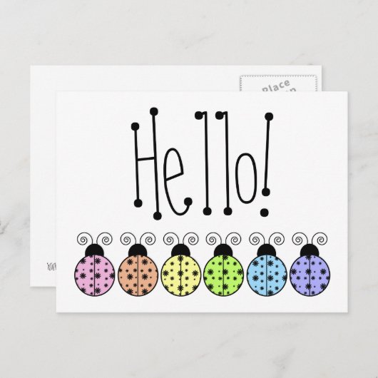 Lazy Daisy Ladybug Briefkaart (Voorkant / Achterkant)