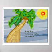 Lazy Day Haiku Art Palm Tree Poster (Voorkant)