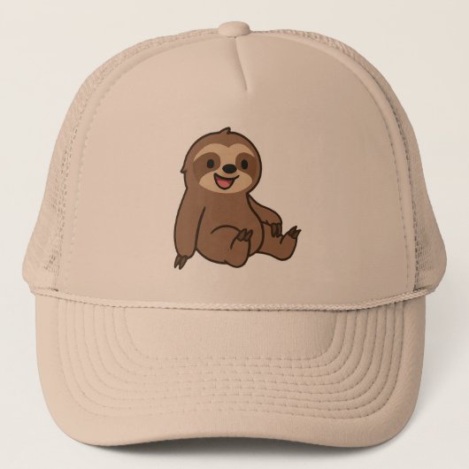 Lazy Day Sloth Hat - Cute Cartoon Sloth Cap Trucker Pet (Voorkant)