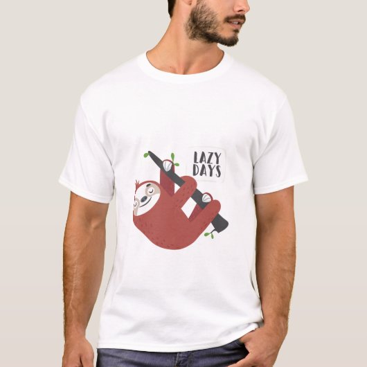 Lazy Days Cute Sleuf Design T-shirt (Voorkant)