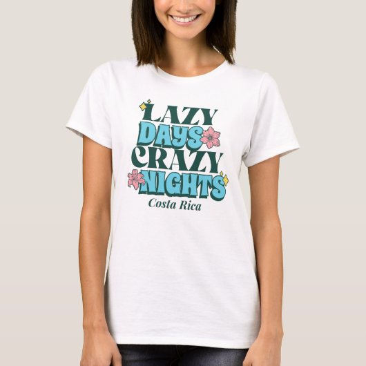 Lazy Days Gekke Nachten Costa Rica Souvenir T-shirt (Voorkant)