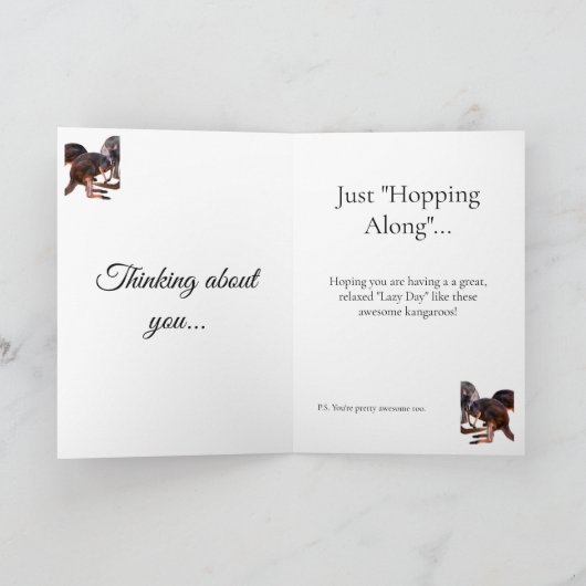 Lazy Days Kangaroo, Thinking of You Kaart (Binnen)