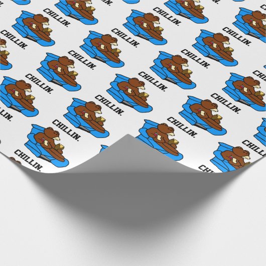 Lazy Easy Chair Beer, Funny Chillin’ Dad Cartoon Cadeaupapier (Hoek)