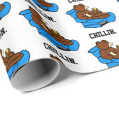 Lazy Easy Chair Beer, Funny Chillin’ Dad Cartoon Cadeaupapier (Rol Hoek)