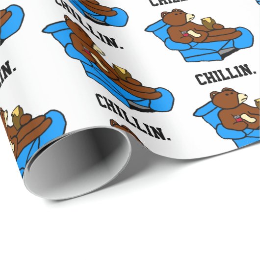 Lazy Easy Chair Beer, Funny Chillin’ Dad Cartoon Cadeaupapier (Rol Hoek)