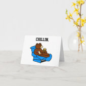 Lazy Easy Chair Beer, Funny Chillin’ Dad Cartoon Kaart (Gele Bloem)