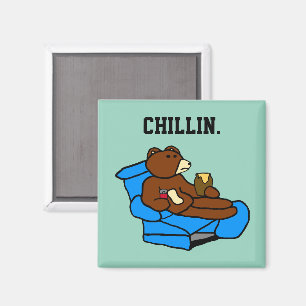 Lazy Easy Chair Beer, Funny Chillin’ Dad Cartoon Magneet
