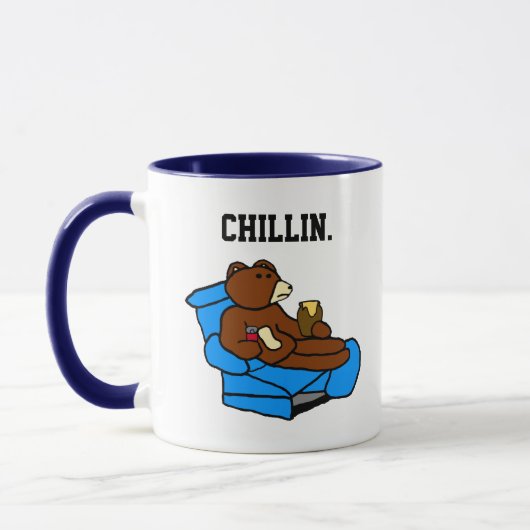 Lazy Easy Chair Beer, Funny Chillin’ Dad Cartoon Mok (Links)