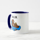Lazy Easy Chair Beer, Funny Chillin’ Dad Cartoon Mok (Voorkant links)