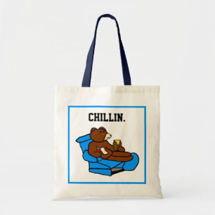 Lazy Easy Chair Beer, Funny Chillin’ Dad Cartoon Tote Bag