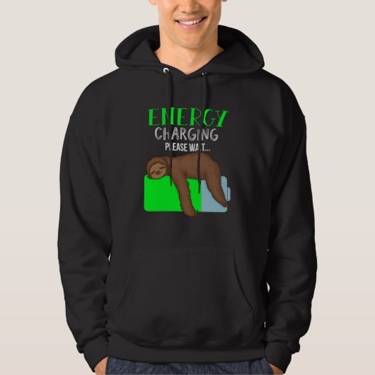 Lazy Energy Recharging Sloth Monday Workaholic Hoodie (Voorkant)