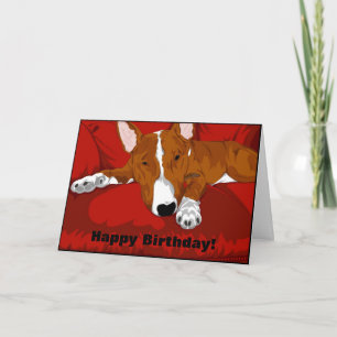 Lazy English Bull Terrier Hondenras Illustratie Kaart