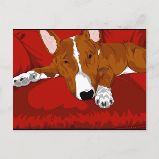 Lazy English Bull Terrier Hondenras Illustration Briefkaart (Voorkant)