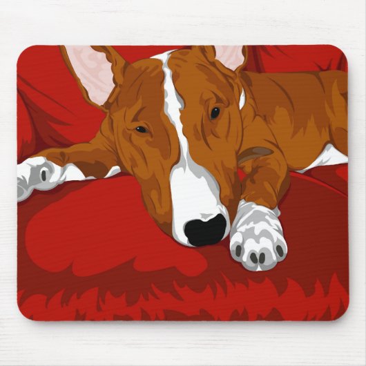 Lazy English Bull Terrier Hondenras Illustration Muismat (Voorkant)