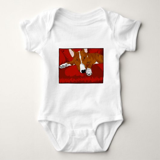 Lazy English Bull Terrier Hondenras Illustration Romper (Voorkant)