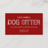 Lazy English Bull Terrier Pet Sitter Visitekaartje (Achterkant)