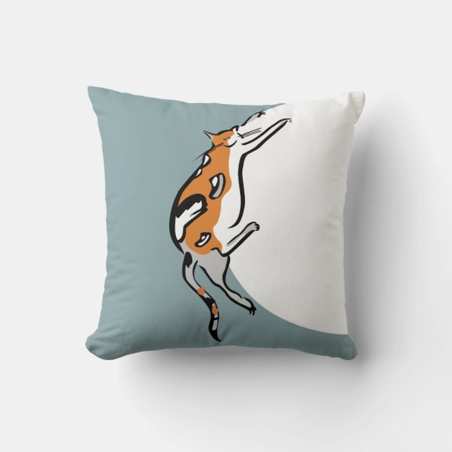 Lazy Fat Tricolor Funny Cat Kussen (Voorkant)