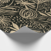 Lazy Floral Pattern in Gold op Black Cadeaupapier (Hoek)