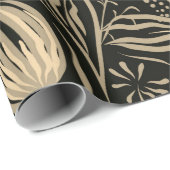 Lazy Floral Pattern in Gold op Black Cadeaupapier (Rol Hoek)