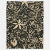 Lazy Floral Pattern in Gold op Black Fleece Deken (Voorkant)