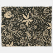 Lazy Floral Pattern in Gold op Black Fleece Deken (Voorkant (Horizontaal))