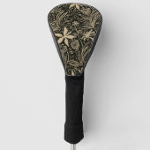 Lazy Floral Pattern in Gold op Black Golfheadcover (Voorkant)