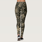 Lazy Floral Pattern in Gold op Black Leggings (Achterkant)