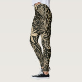Lazy Floral Pattern in Gold op Black Leggings (Links)