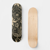 Lazy Floral Pattern in Gold op Black Persoonlijk Skateboard (Voorkant)