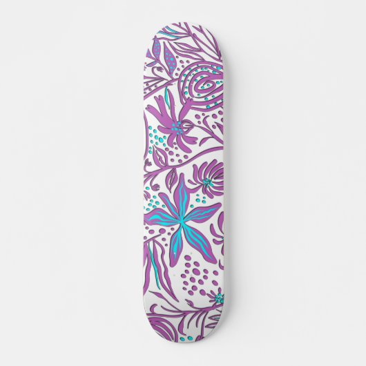 Lazy Floral Pattern on White Persoonlijk Skateboard (Voorkant)