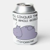 Lazy Funny Hippo Ik zal de hele wereld veroveren Blikjeskoeler (Blikje Achterkant)