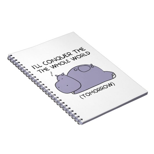 Lazy Funny Hippo Ik zal de hele wereld veroveren Notitieboek (Rechterzijde)