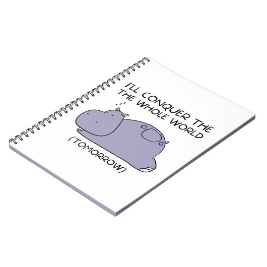 Lazy Funny Hippo Ik zal de hele wereld veroveren Notitieboek (Linkerzijde)