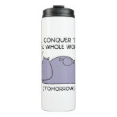 Lazy Funny Hippo Ik zal de hele wereld veroveren Thermosbeker (Voorkant)