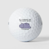 Lazy Funny Hippo I'll conquer the whole world Golfballen (Voorkant)