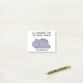 Lazy Funny Hippo I'll conquer the whole world Post-it® Notes (Op bureau)
