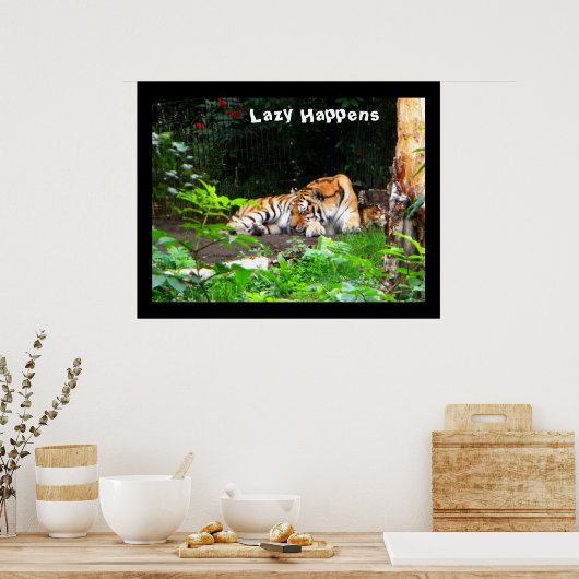 Lazy gebeurt in Siberian Tiger Poster (Keuken)