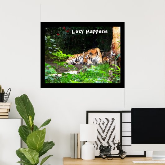 Lazy gebeurt in Siberian Tiger Poster (Thuiskantoor)