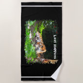 Lazy gebeurt in Siberian Tiger Strandlaken (Voorkant)